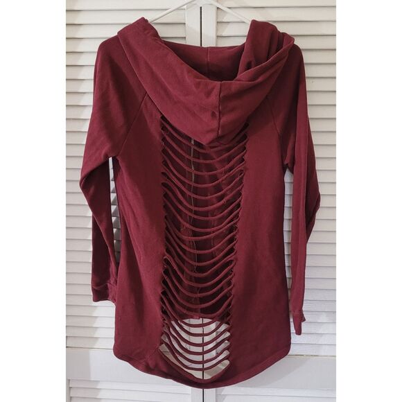 Distressed Cut-Out Hoodie Top by Venus – Size S - Picture 2 of 3